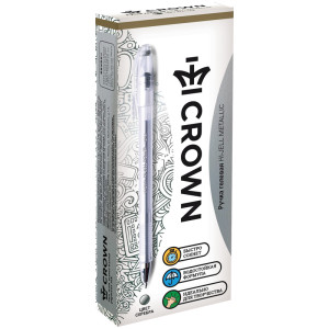 Ручка гелевая Crown "Hi-Jell Metallic" серебро металлик, 0,7мм Ручка гелевая Crown "Hi-Jell Metallic" серебро металлик, 0,7мм