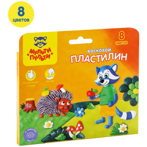 Пластилин Мульти-Пульти "Енот в лесу", 08 цветов, 120г, восковой