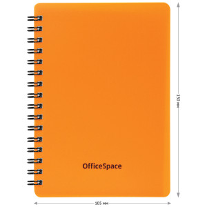 Записная книжка А6 60л., на гребне OfficeSpace "Neon" оранжевая