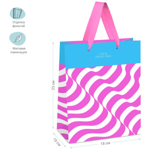 Пакет подарочный 18*23*10см MESHU "Fuchsia color Illusion"