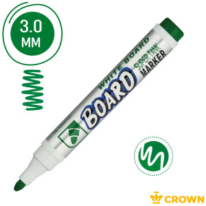 Маркер для белых досок Crown "Multi Board" зеленый, пулевидный, 3мм