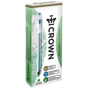 Ручка гелевая Crown "Hi-Jell Metallic" зеленая металлик, 0,7мм Ручка гелевая Crown "Hi-Jell Metallic" зеленая металлик, 0,7мм