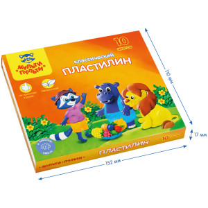 Пластилин Мульти-Пульти "Приключения Енота", 10 цветов, 200г
