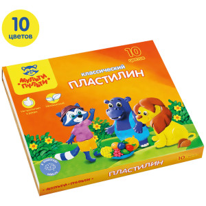 Пластилин Мульти-Пульти "Приключения Енота", 10 цветов, 200г
