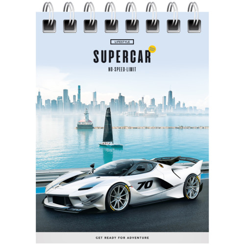 Блокнот А7 40л. на гребне ArtSpace "Гонки. Sport cars" - Белый