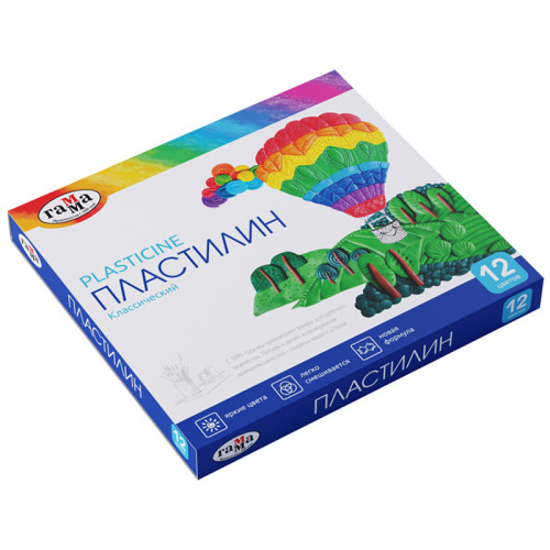 Пластилин Гамма "Классический", 12 цветов, 240г, со стеком