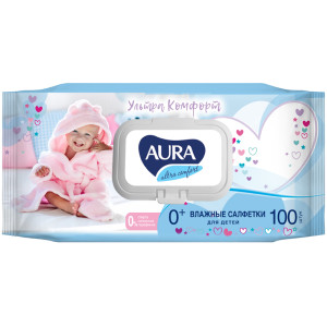Салфетки влажные Aura "Ultra comfort", 100шт., детские.