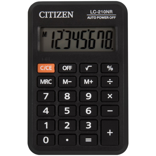 Калькулятор карманный Citizen LC-210NR, 8 разрядов, 64*98*12мм, черный